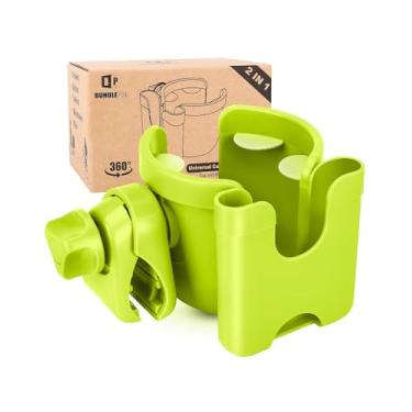 Imagem de Suporte universal de copo para carrinho de bebê com capa de celular, rack de armazenamento 2 em 1, suporte de bebida de rotação de 360 graus para bicicleta, carrinho de bebê, cadeira de rodas,