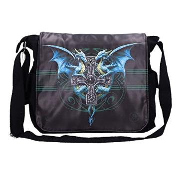 Imagem de Nemesis Now Bolsa carteiro Dragon Duo Anne Stokes 33 cm, preta, PU e lona, tamanho único