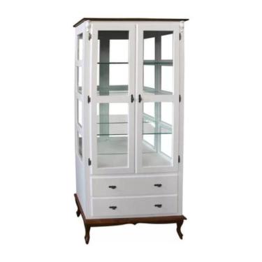 Imagem de Cristaleira 205x100cm 2 Portas +2Gavetas + Prateleiras Vidro, Espelho 