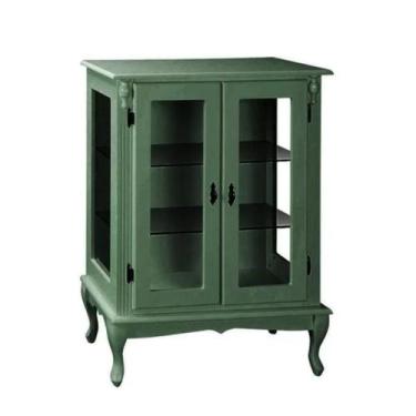 Imagem de Vitrine Média 105x80cm 2 Portas + 2 Prateleiras de vidro e Pés Luiz XV