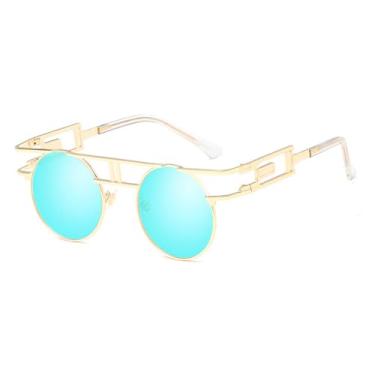 Imagem de JRLLFD Óculos de sol vintage steampunk femininos steam punk redondos óculos de sol para homens UV400,4,tamanho único