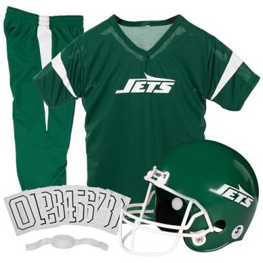 Imagem de Franklin Sports Conjunto de uniforme de futebol juvenil NFL para meninos e meninas - Inclui capacete, camisa e calça com alça de queixo + números