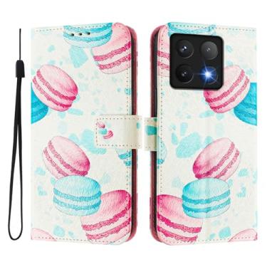 Imagem de Capa carteira para Xiaomi 14T Pro, 3 compartimentos para cartão, 1 compartimento para dinheiro, capa flip de couro PU com padrão fofo, capa com fivela magnética à prova de choque, compatível com