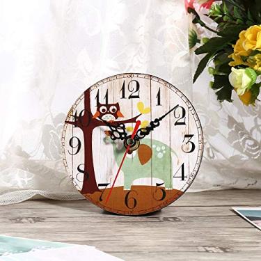 Imagem de Relógio de Parede de Madeira Com Design retrô, 7 Tipos de Relógio de Parede Antigo Criativo Estilo Vintage Relógios Redondos para Decoração de Escritório Doméstico Sala de Estar