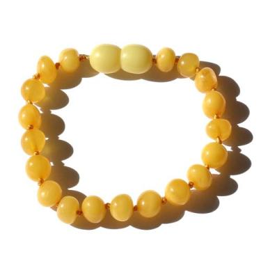 Imagem de Pulseira e Tornozeleira Infantil 15cm Âmbar Báltico Milk Polido - Âmba