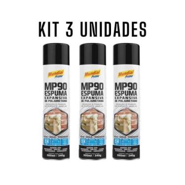 Imagem de Kit 03 Espumas Expansiva Vedação Fixação Porta Janela 500ml - Mundial 