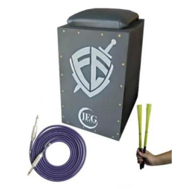 Imagem de Cajon JEG Elétrico + Cabo 4mts + 2 Vassourinha, Escudo preto