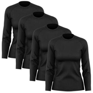 Imagem de Kit 4 Camisetas Manga Longa Poliamida Feminina Proteção Solar UV-Feminino