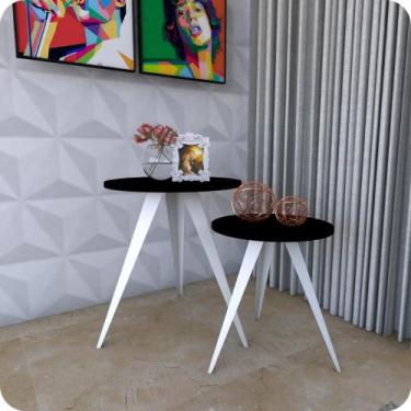 Imagem de 2 Mesinhas Lateral De Canto Para Sala e Quarto Redonda B.P - HomeFull