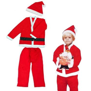 Imagem de Roupa Papai Noel Infantil Natalino Fantasia Criança Natal Comemoraçao Festa Evento Fim de Ano