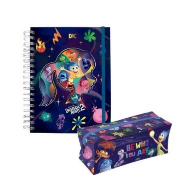 Imagem de Kit Material Escolar Divertidamente DAC com 1 Estojo Grande e Caderno 