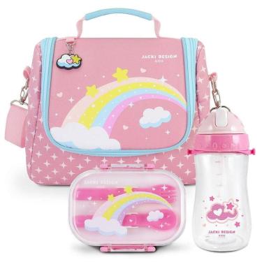 Imagem de Kit Lancheira Térmica, Pote Marmita 400ml E Garrafa 460ml Infantil Piccolino Rosa
