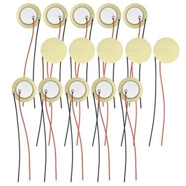Imagem de Cheerock Pacote com 15 discos piezo, transdutor de discos piezo de 27 mm com cabos de 10 cm, microfone de contato acústico, captador piezográfico, elementos piezográficos para gatilhos de bateria, elemento de disparo de microfone, guitarra CBG