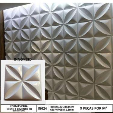 Imagem de Forma 3D Gesso Flor 34x34cm ABS 1,5mm Molde Para Gesso/Cimento - INNOV