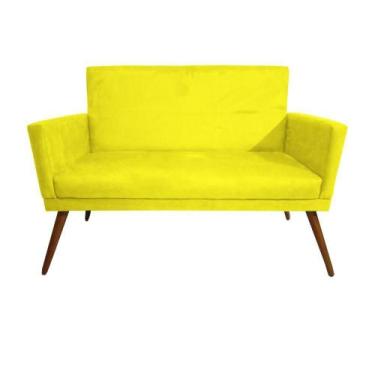 Imagem de Namoradeira Decorativa Nina Com Rodapé Suede Amarelo - DS Estofados - 
