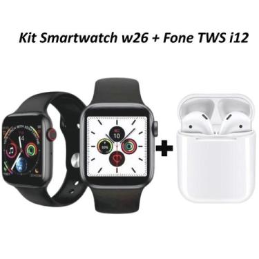 Imagem de Kit Fone s/ Fio + Relógio Inteligente W26 Bluetooth - Smart Watch W26