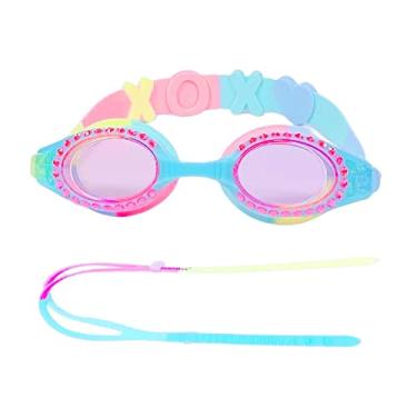 Imagem de YUENREE Óculos de natação para meninas - Óculos de natação brilhantes para meninas de 4 a 12 anos - sem vazamento, antiembaçamento, proteção UV, fácil de ajustar e antiderrapante - com estojo rígido