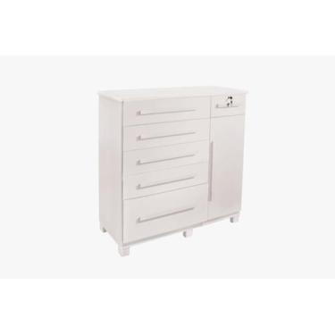 Imagem de Cômoda 046 com 5 gavetas 1 porta gaveta com chave e pés de madeira - V