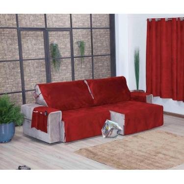 Imagem de Protetor Sofá Retrátil Assento 2,70m Suede 2Md Vermelho - Enxovais Luz