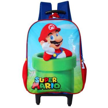 Imagem de Mochila Escolar De Rodinhas Super Mario Bros World Infantil - Luxcel, 