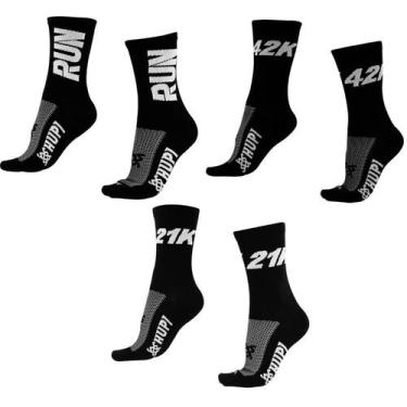Imagem de Kit 03 Pares Meia de Corrida Hupi Run 42K 21K Preto, Preto, UNICO