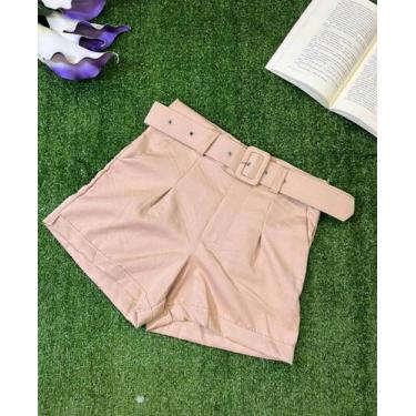 Imagem de Shorts Feminino Alfaiataria Social Com Cinto Zíper E Bolsos - estacao,