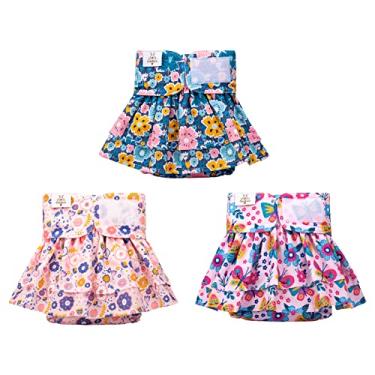 Imagem de CuteBone Fraldas para Cachorro Fêmea com Saias, Pacote com 3 Vestidos Reutilizáveis para Filhotes, Calças para O Período Do Ciclo de Cio Qbd11M