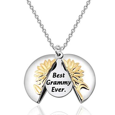 Imagem de BEKECH Presente para avó Best Grandma Ever Grandma Ever Colar de girassol presente de Dia das Mães para a família e avó, Cobre, /na