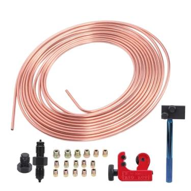 Imagem de Kit de Bobina de Tubulação de Linha de Freio, Liga de Cobre de 3/16 pol. X 25 Pés Com Ferramenta de Alargamento Duplo e Cortador para Sistemas de Freio de Veículos