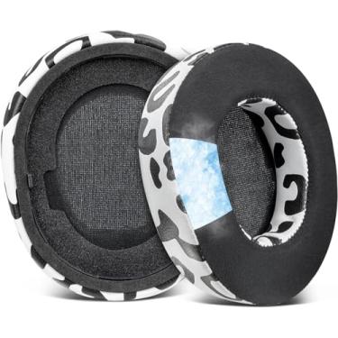 Imagem de SOULWIT Almofadas Auriculares para Steelseries Arctis Nova Pro Fones de Ouvido Sem Fio, Com Espuma de Isolamento de Ruído de Alta Densidade, Espessura Adicional - Gel Refrescante Leopardo da Neve