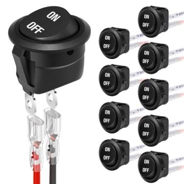 Imagem de XINYIELE Interruptor de Balancim Redondo de 12 Volts, Interruptor de Balancim Cc Liga/Desliga, Interruptor de Alternância Redondo, Botão de Interruptor de Pressão de 2 Pinos 6A/250V 10A/125V Ca, Peque