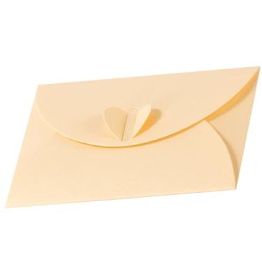 Imagem de 20 envelopes de vale-presente com fecho em forma de coração, mini envelopes fofos (9,9 x 6,9 cm) perfeitos para cartões de presente, cartas de amor, festa de saudação de casamento, festas e