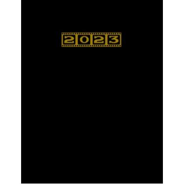 Imagem de 2023: Agenda Journalier 2023, Grand Format A4, 365 jours, une page par jour avec horaire et planification mensuel (coverture noir)