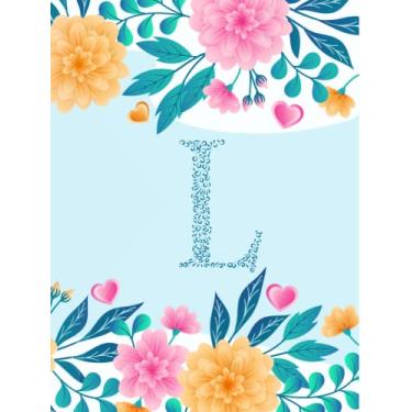 Imagem de L: Monogram Initial L Notebook for Women, Girls and School, Pink/orange Floral Journal/Notebook (8.5 x 11 Large Journal/Notebook)
