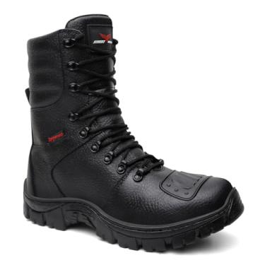 Imagem de Bota Masculina Coturno Motociclista Em Couro Palmilha Em Gel (Preto, BR, Adulto, Numérico, 37)