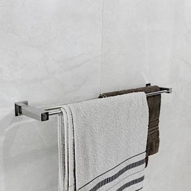 Imagem de Porta Toalha Toalheiro Duplo 60cm para Banheiro Inox 304 - Qred4012