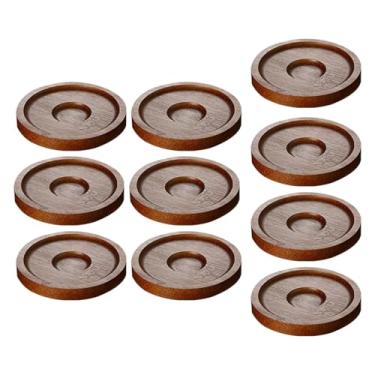 Imagem de IEUDNS 10x tapetes de copo redondos porta-copos de madeira caneca de café placemat decoração de casa almofadas de isolamento porta-copos para casa sala de, Marrom