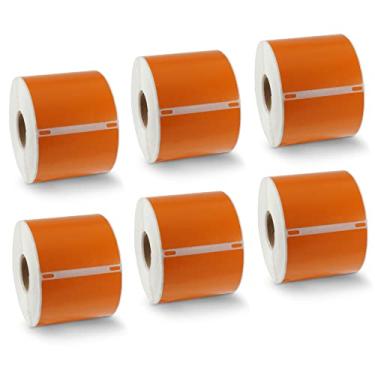 Imagem de BETCKEY - Etiquetas de envio de substituição DYMO 30256 (2-5/40.6 cm x 10.2 cm) - Compatível com impressoras de mesa Rollo, DYMO Labelwriter 450, 4XL e Zebra [6 rolos - 1800 etiquetas, Orage]
