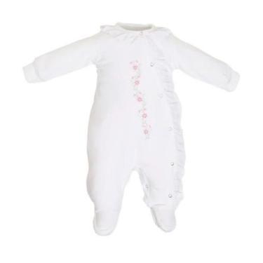 Imagem de Macacão Bebê Menina Pelo Inverno Lessa Kids Batizado B8907, Branco, M 