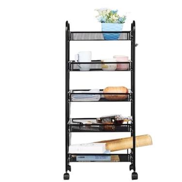 Imagem de Prateleira Carrinho Inox Auxiliar Organizador de Objetos Multiuso 3/4/5 Andares com Rodinhas Aramado Para Cosméticos Banheiro Cozinha Multiuso Universal(Três camadas Branco)
