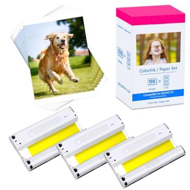Imagem de Compatível com Canon Selphy CP1500 CP1300 Tinta e papel KP-108IN KP108IN 4x6 Compatível com impressora Cannon CP CP910 CP1200 CP780 CP810 CP760 CP740 CP1000 108 folhas de papel fotográfico 3 cartuchos