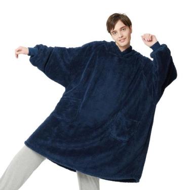 Imagem de Cobertor Vestível com Capuz Bedsure Sherpa - Acolhedor para Homens e M