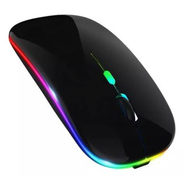Imagem de Mouse Wireless Bluetooth Recarregável LED RGB 2.4 Ghz Sem Fio Portatil Fino e Leve, Clique Silencioso (Preto)