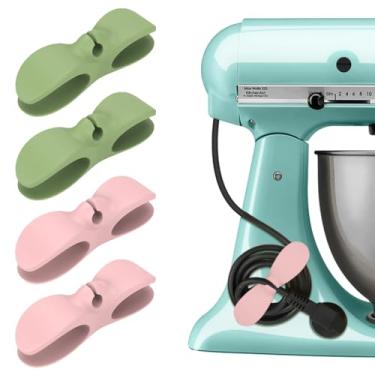 Imagem de Organizador de cabos para utensílios de cozinha - 4 peças organizador de enrolador de cabos, suporte de enrolador para eletrodomésticos, batedeira KitchenAid, cafeteira, acessórios de panela de