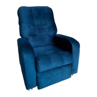 Imagem de Poltrona Do Papai Reclinável E Retrátil Élpis Móveis Veludo Azul Marinho