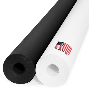 Imagem de Paclord Conjunto de rolos de papel kraft preto e branco de 91,4 cm x 3048 cm (30,5 m) – 20,4 kg de espessura, feito nos EUA – ideal para projetos escolares, quadros de avisos, embrulho de presente,
