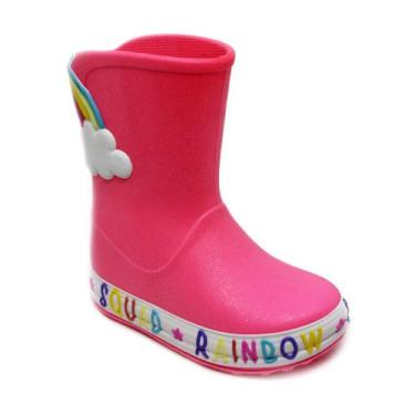 Imagem de Galocha  Plugt Nuvem Arco-Íris Gliter Rosa Fluor, 25/26
