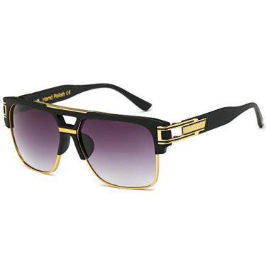 Imagem de Óculos de sol Allt Square Aviator grande fashion para homens e mulheres armação de óculos de liga, Black/Grey Gradient, Large