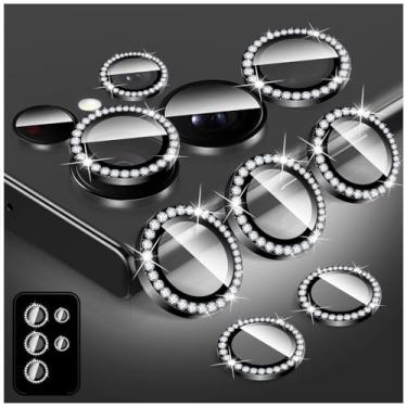 Imagem de LucBuy Protetor de lente de câmera Diamond para Samsung Galaxy S24 Ultra, protetor de tela traseira de vidro temperado brilhante, anéis de proteção de metal de alumínio individuais, adesivos de filme