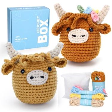Imagem de Kit de crochê CrochetBox Highland Cow Stuffed Animals 12+